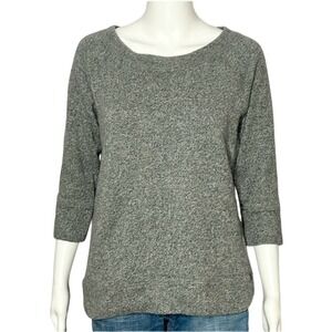 J. Crew Speckled Grey‎ 3/4 Sleeve Cotton Knit Pullover Top Size S